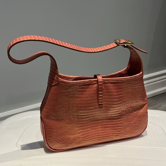 Nine West pink croc leather mini shoulder bag with gold detail - Picture 2 of 5